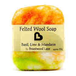 Wool textile: Basil, Lime & Mandarin Felted Wool Soap