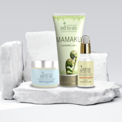 Anti-Aging Collection: Coenzyme Q10 Serum, Anti-aging Day Cream, Mamaku Cleansing Lotion