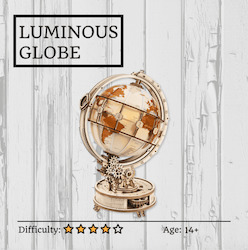Hobby equipment and supply: Luminous Globe 3D Wooden Puzzle