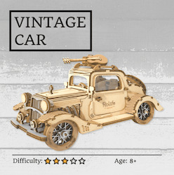 Hobby equipment and supply: Vintage Car 3D Wooden Puzzle