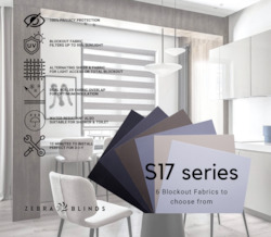 Blind: S17 Series Blockout  Zebra Blinds - 6 Colour Options Available