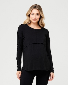 Richie LS Maternity & Nursing Tee – Black – 3 Bears Maternity