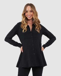 Tina Peplum Maternity & Nursing Shirt – Black – 3 Bears Maternity