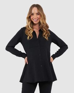 Products: Tina Peplum Maternity & Nursing Shirt – Black – 3 Bears Maternity