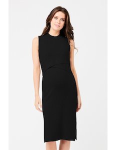 Layered Knit Maternity & Nursing Dress – Black – 3 Bears Maternity