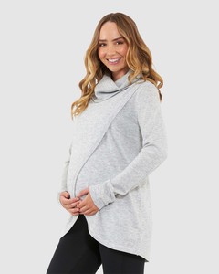 Products: Cowl Neck Maternity & Nursing Knit – Silver Grey – 3 Bears Maternity