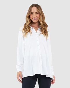 Tina Peplum Maternity & Nursing Shirt – White – 3 Bears Maternity