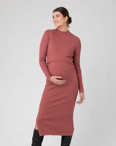 Nella Rib Maternity & Nursing Knit Dress – Rouge – size 12 – 3 Bears Maternity