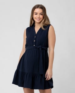 Products: June Tiered Maternity & Nursing Dress – Navy – size 10 – 3 Bears Maternity