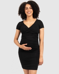 Products: Bailey SS Crossover Maternity & Nursing Dress – Black – Size 8 & 10 – 3 Bears Maternity