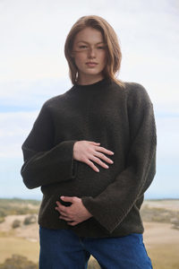 Products: Starci Cable Maternity Knit – Khaki – 3 Bears Maternity
