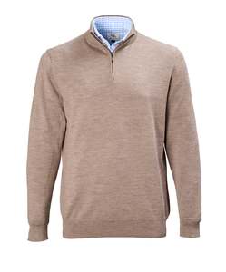 Products: Harvey Zip Neck Merino Knit - Sand Online 3 Wise Men NZ