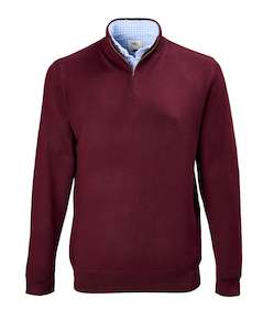 Harvey Zip Neck Merino Knit - Grape Online 3 Wise Men NZ