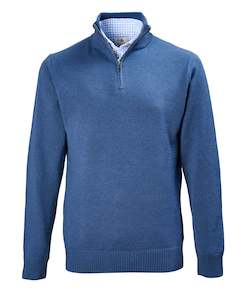 Products: Victor Zip Neck Wool Knit - Denim Online 3 Wise Men NZ