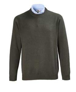 Products: Cam Crew Neck Wool Knit - Dark Moss Online 3 Wise Men NZ