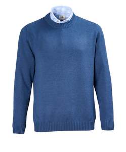 Products: Cam Crew Neck Wool Knit - Denim Online 3 Wise Men NZ
