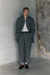 Rory William Docherty: Rory William Docherty - Tailored Tapered Trouser Herringbone Charcoal