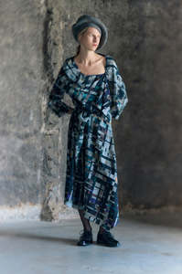 Rory William Docherty: Rory William Docherty - Draped Sequel Dress Print Black Multi