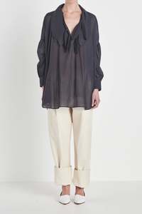 Rory William Docherty: Rory William Docherty - Multi Tie Painters Shirt Black/ Ivory