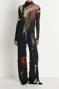 Rory William Docherty: Rory William Docherty - Wide Leg Crushed Silk Trouser Night Vision