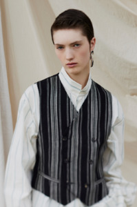Rory William Docherty - Double Breasted Waistcoat Black/Ecru Stripe