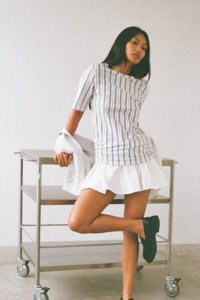 Commonplace Essentials - Magnolia Dress Navy/White Stripe