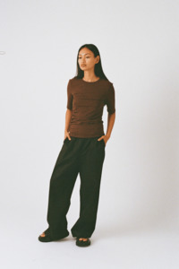 Commonplace Essentials - Ruched SS Tee Choc