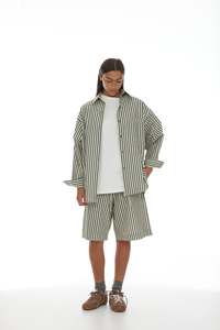 Ricochet - Linley Short Sage + Dark Khaki Stripe