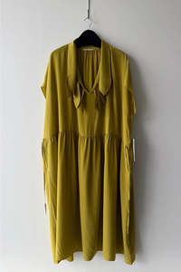 Rory William Docherty - Drop Sleeve Painters Dress Silk CDC Chartreuse