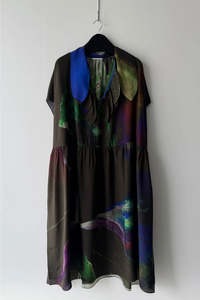 Rory William Docherty - Drop Sleeve Painters Dress Silk CDC Carob Print