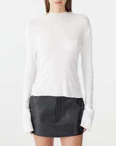 Bassike - Sheer Rib Babylock Raised Neck White