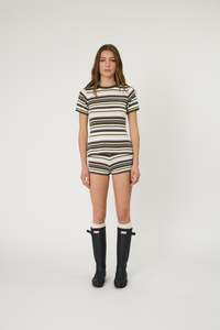 Rmn Studios: RMN Studios - Bowie Tee Olive Stripe