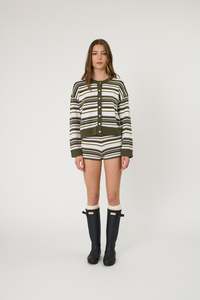 Rmn Studios: RMN Studios - Bowie Cardigan Olive Stripe