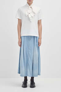 Rory William Docherty: Rory William Docherty - Chambray Pockets Skirt Indigo Sky