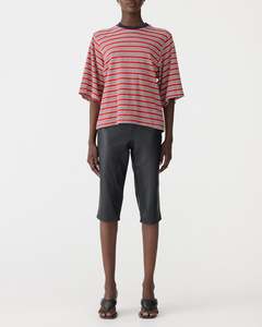 Frockstar Favourites: Bassike - Stripe Quarter Sleeve T-Shirt Red/Navy/Natural