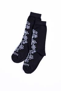 JPalm - Floral Sock Crew Black/White