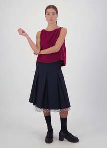 Daylight Moon - Everything Works Out Pleated Skirt Navy Checks