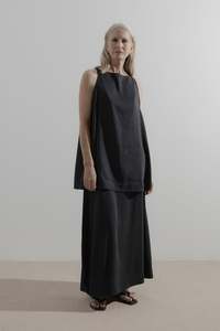 James Brown - Draw Skirt Silk Linen Black