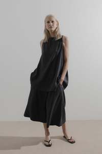 James Brown - Line Top Silk Linen Black