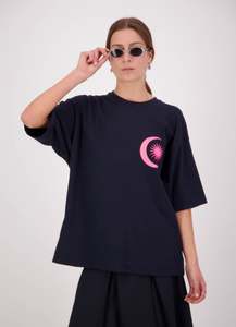 Daylight Moon - Come With Us T-Shirt Navy Pink Logo