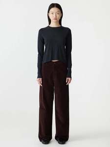 Bassike - Cord Wide Leg Pant Dark Plum
