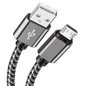 Charger Cable for Samsung Phones & Tablets (Silver), Type B (Micro USB) - 2m