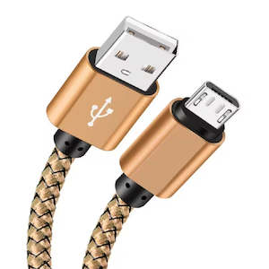 Charger Cable for Samsung Phones & Tablets (Gold), Type B (Micro USB) - 2m