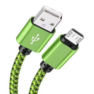 Charger Cable for Samsung Phones & Tablets (Green), Type B (Micro USB) - 2m