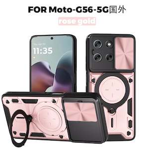 Motorola Moto G86 5G Ring Kickstand Case w/ Camera Cover [Rose Gold]