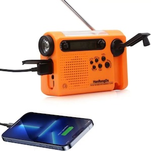 Full Band AM/FM/SW1/SW2 Radio, Torch, Solar Panel & Hand Crank - Power Bank