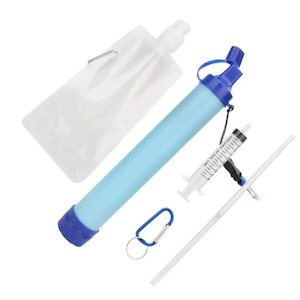 Survival: Portable Water Filter - Carbon Straw Type With Water Bag