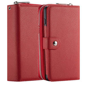 Samsung S10E Case Zipper Wallet (Red)