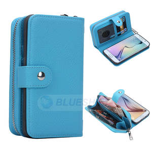 Samsung S6 Edge Case Zipper Wallet (LightBlue)