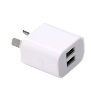 Motorola Phone Charging Cables: Dual USB Power Adapter Wall Plug (NZ / AUS) (White)